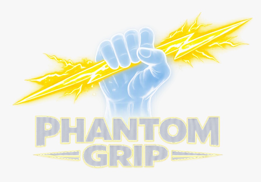Phantom Grip logo: a luminous hand gripping a yellow lightning bolt above the Phantom Grip name